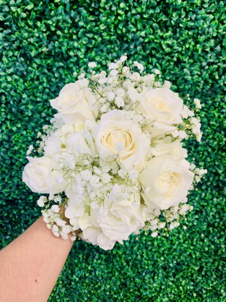 1/2 Dozen Rose and Babies Breath Bouquet — Alabaster Florist