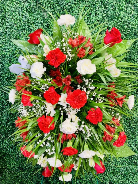 Carnation and Rose Funeral Spray — Alabaster Florist