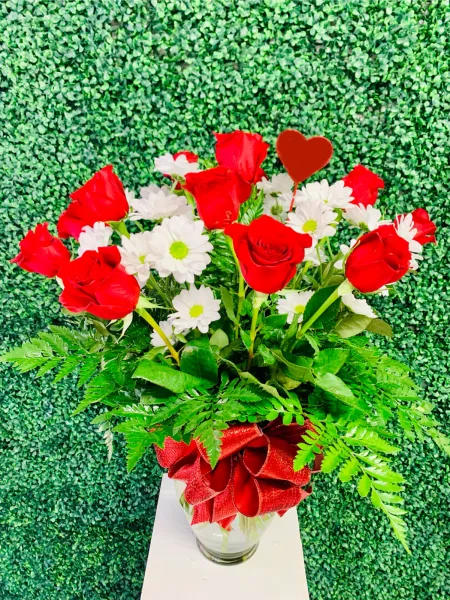 Dozen Roses with Daisies — Alabaster Florist